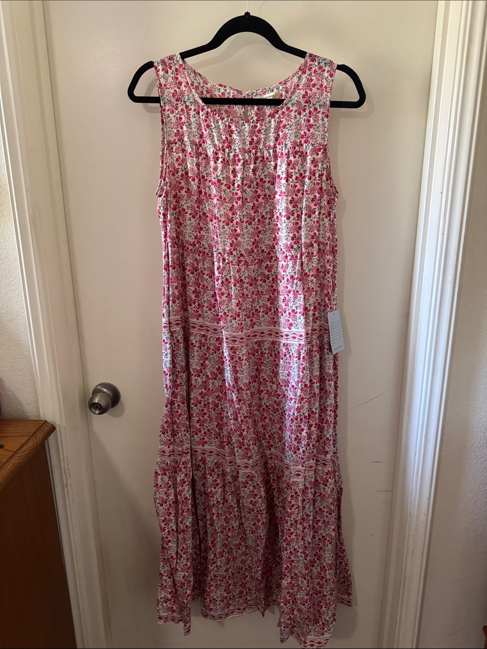 Max Studio Pink Floral Tiered Maxi Dress